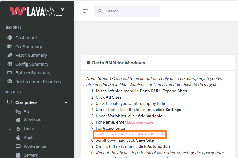 Datto RMM Sites